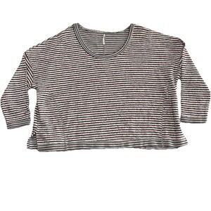 Free People Sweatshirt Womens Medium Red White Blue Americana Striped Oversize